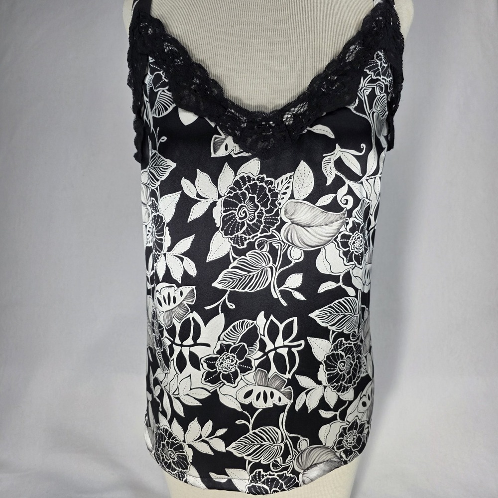 Womens Blouse 100% Silk Lace Trim Cami adjustable strap-L